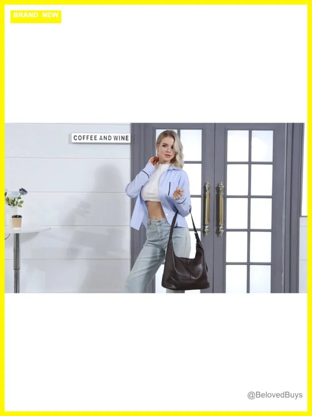Large Hobo Bag Vegan Leather Shoulder Handbag Slouchy Tote Travel Shopping